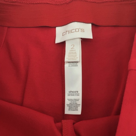 Chico's Women's Juliet Ankle Red Pants Size 2 - Picture 3 of 14